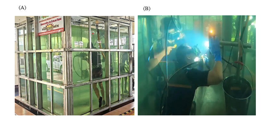 Investigation of the metallurgical microstructure resulting from underwater welding at depths of 3 and 5 meters using UW-1 and E6013 welding electrodes.