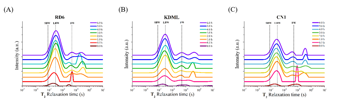 Water transport in Thai glutinous rice during soaking: investigation using 1H-NMR relaxation